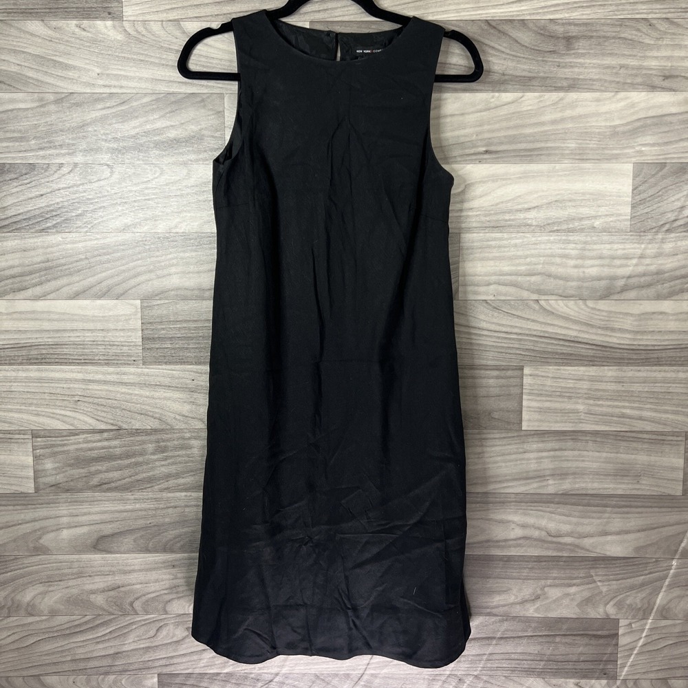 New York and Company Womens Simple Black Straight Line Sheath Slip Dress Size 6